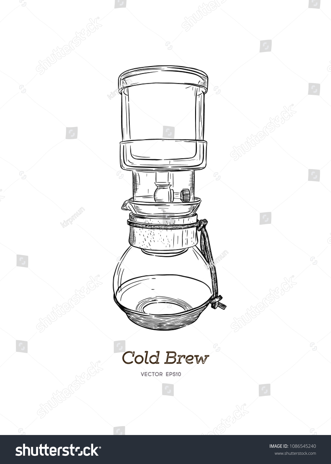 Cold Brew Coffee Maker Hand Draw Stock Vector (Royalty Free) 1086545240