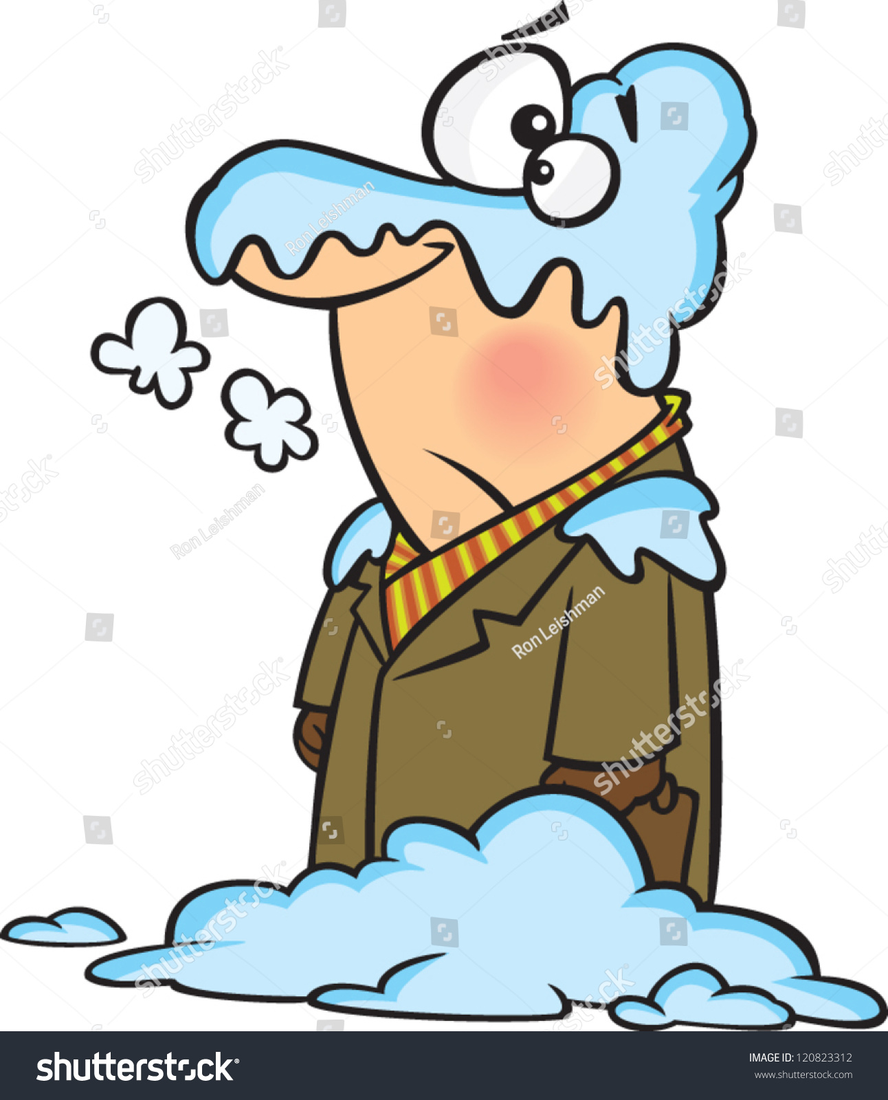 Cold Cartoon Man Coat Buried Beneath Stock Vector Royalty Free 120823312