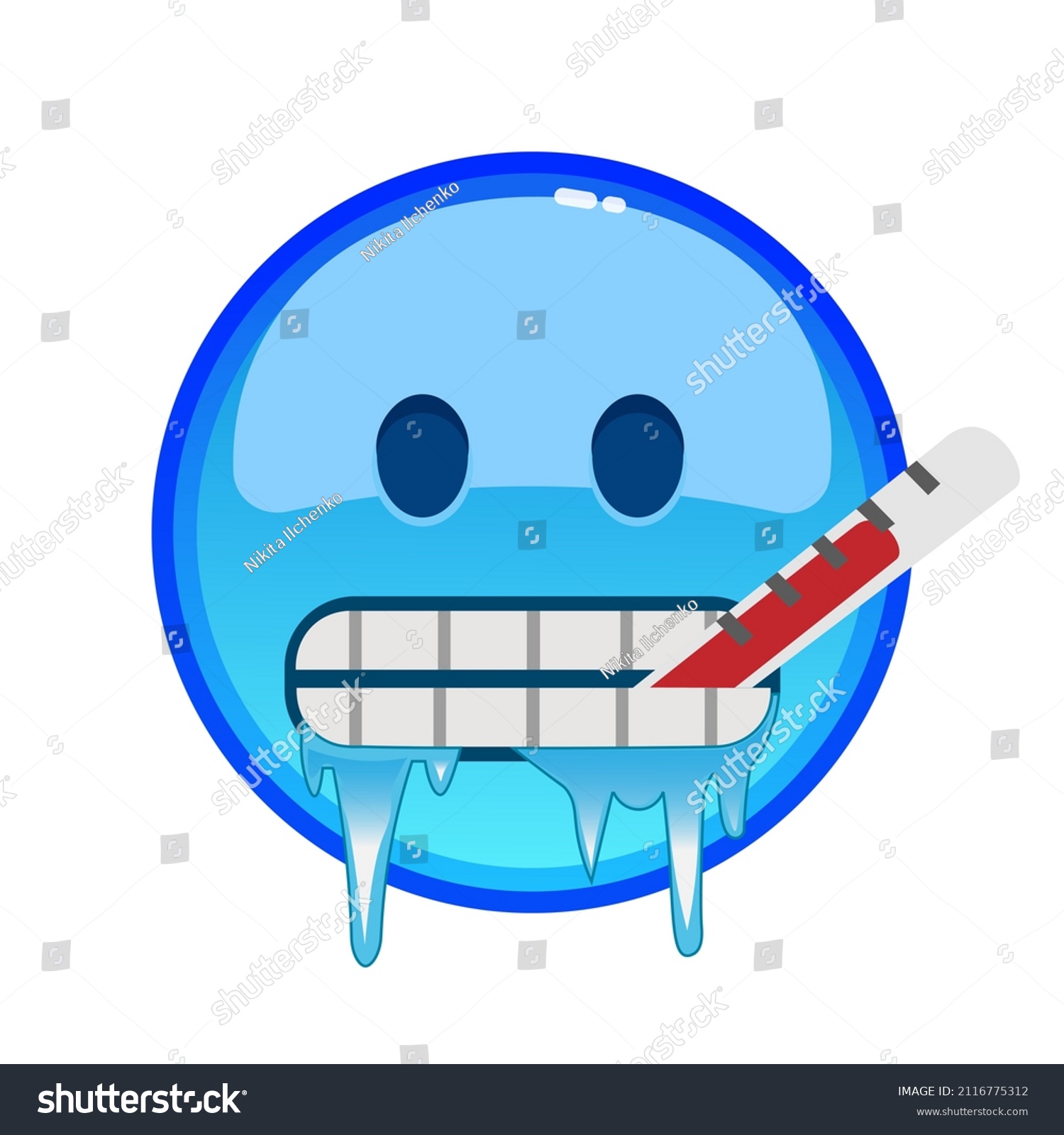 Cold Frozen Emoji Ice On Face Stock Vector (Royalty Free) 2116775312