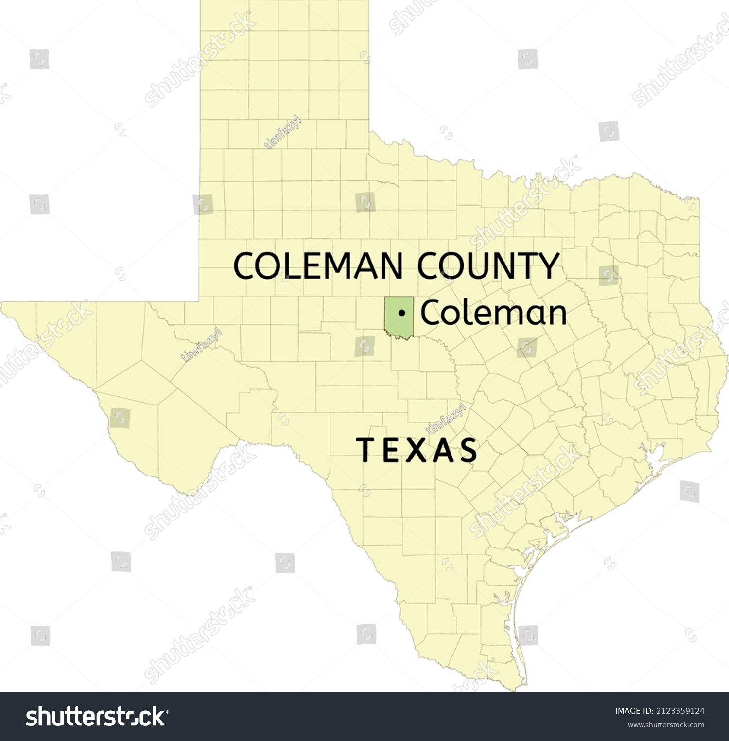 SVG of Coleman County and city of Coleman location on Texas state map svg