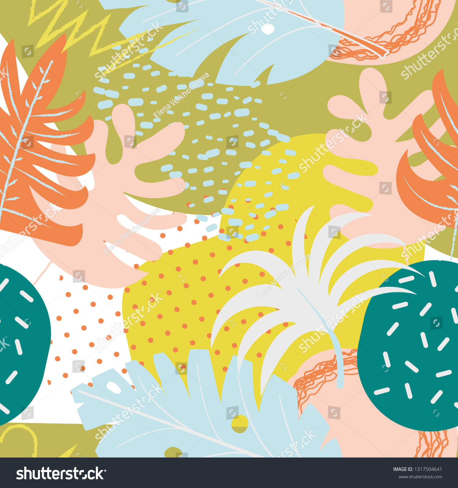 Collage Contemporary Floral Seamless Pattern Modern Stock Vector Royalty Free 1317504641