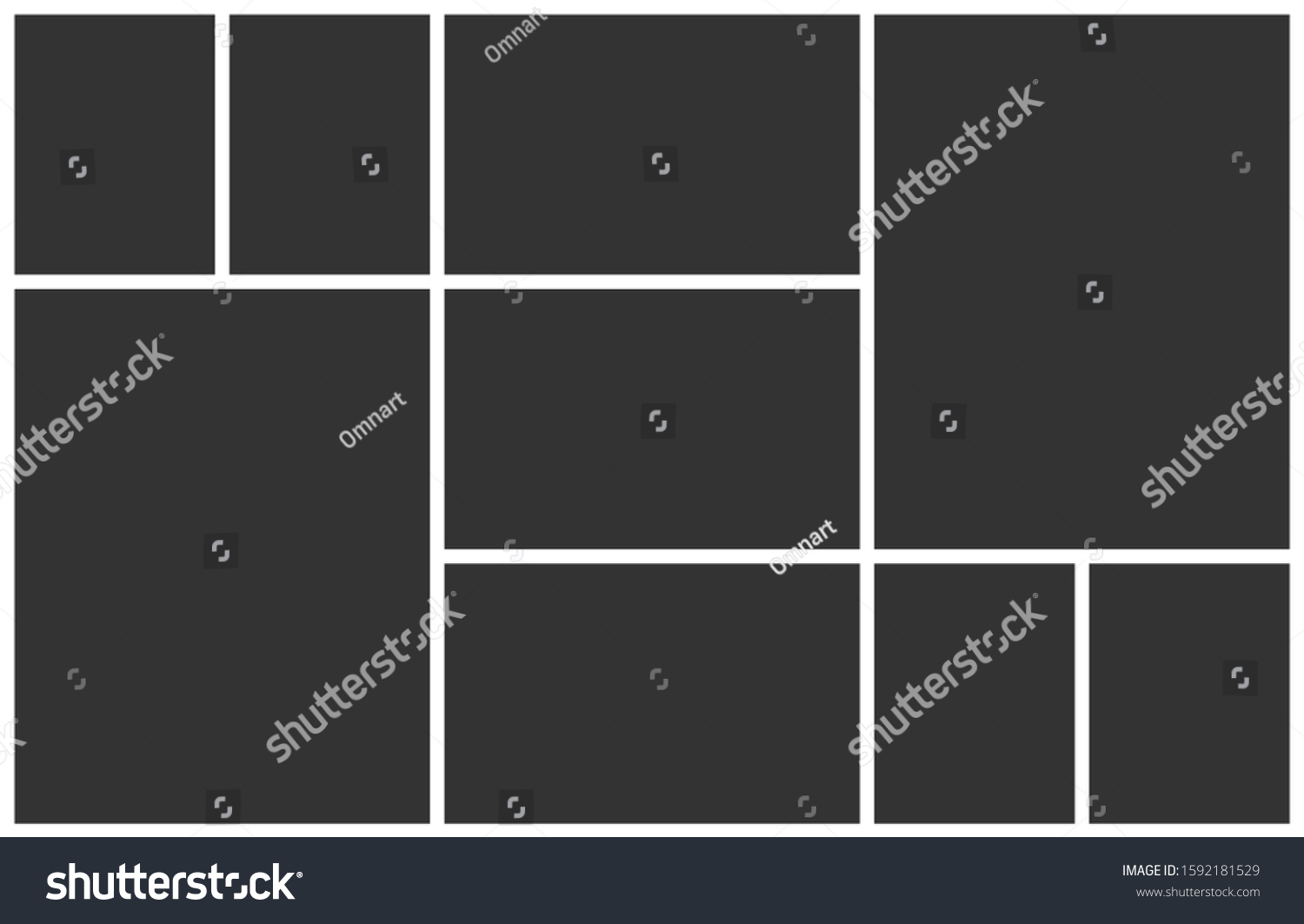 Collage Template Photo Montage Empty 9 Stock Vector (Royalty Free ...