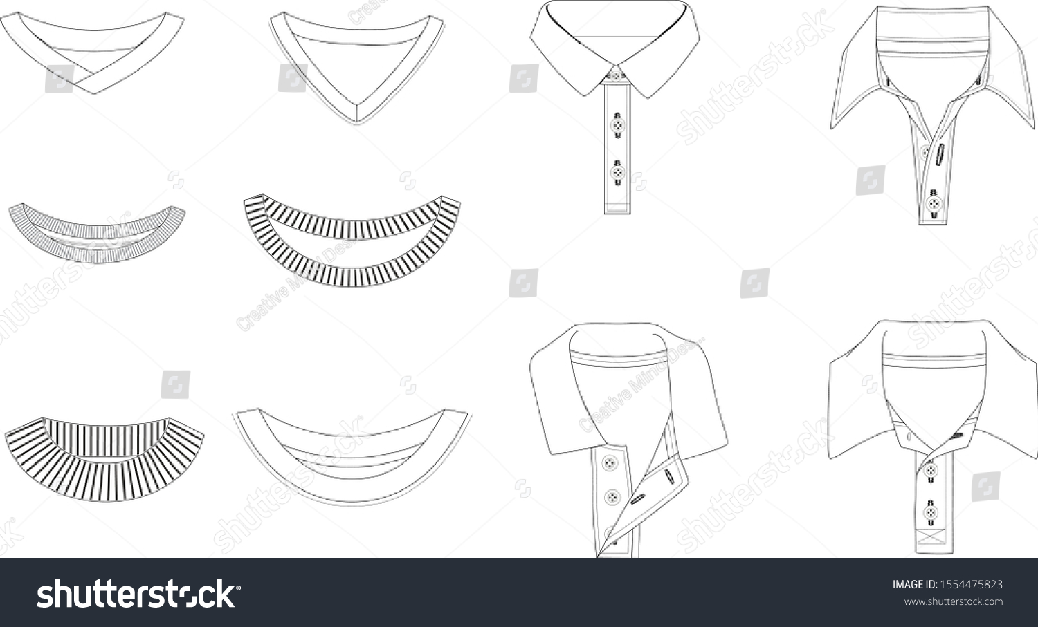 Collar Assorted Design Fashion Flat Templates Stock Vector (Royalty ...