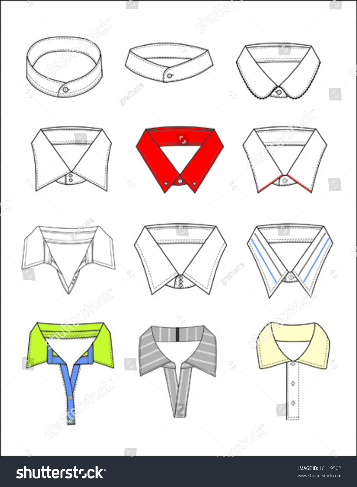 Collars For Shirts Stock Vector Illustration 16119502 : Shutterstock