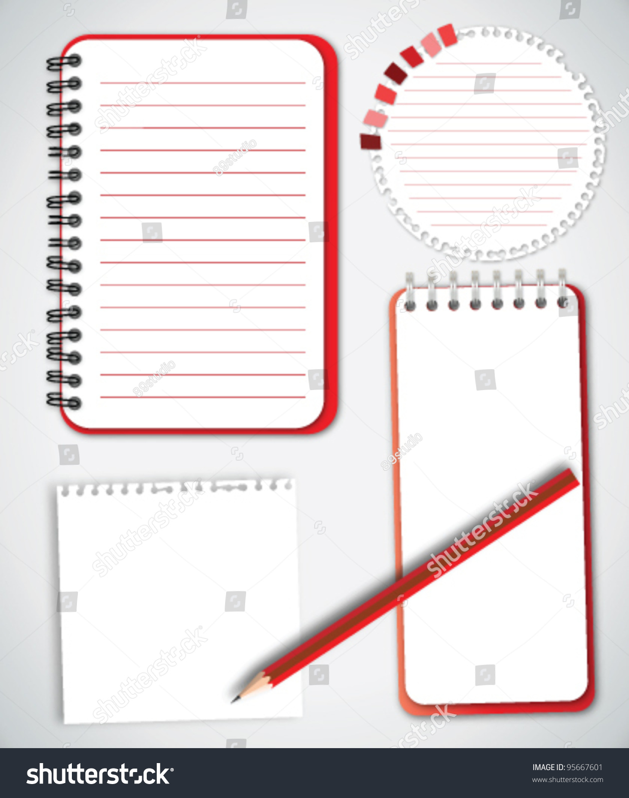 Collection Notebook Paper Vector Stock Vector (Royalty Free) 95667601
