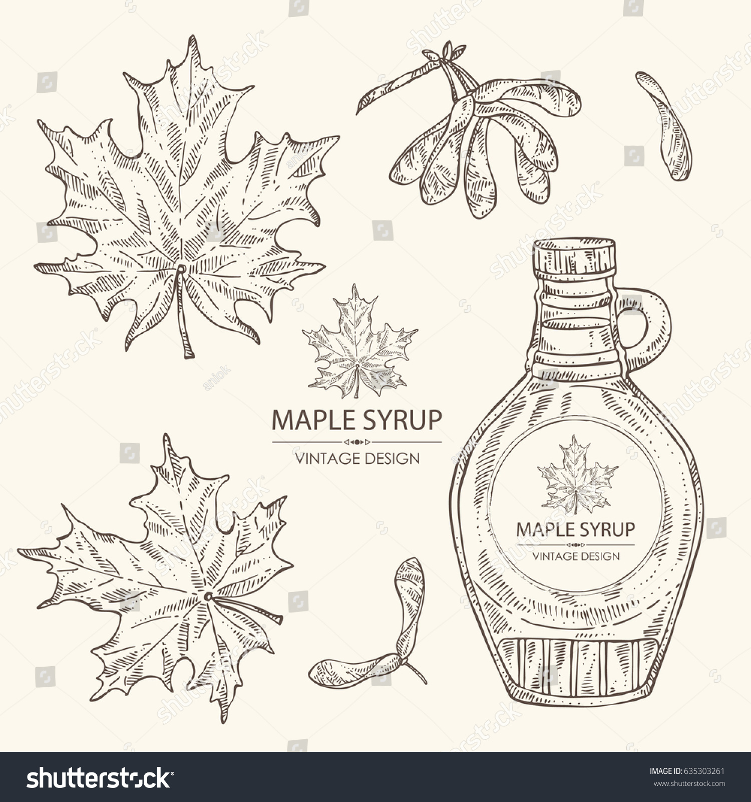 Collection Bottle Maple Syrup Maple Leaves Stock Vector (Royalty Free ...