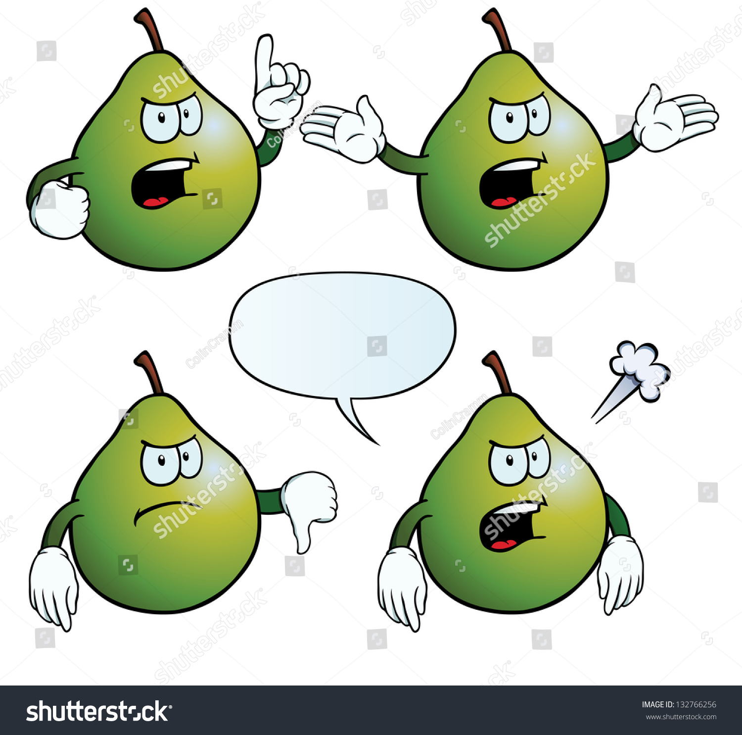 Collection Angry Pears Various Gestures Stock Vector (Royalty Free ...