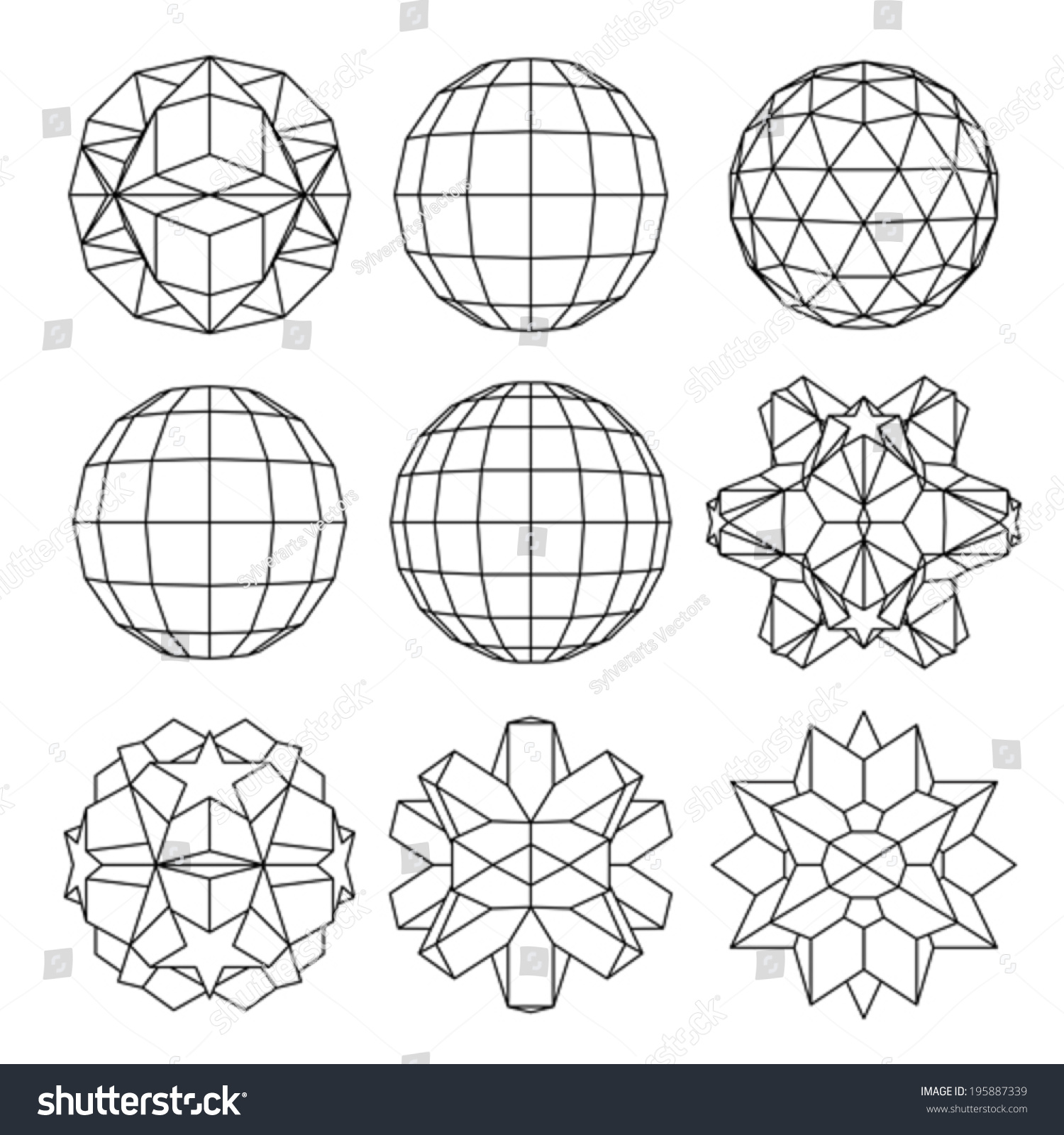 Collection 9 Black White Complex Dimensional Stock Vector 195887339 ...