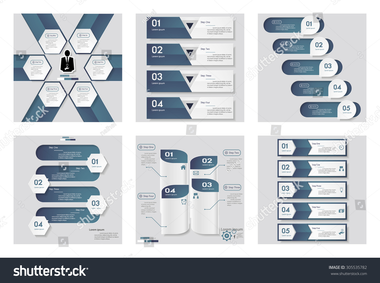 Collection 6 Blue Color Templategraphic Website Stock Vector (Royalty Collection 6 Blue Color Templategraphic Website Stock Vector (Royalty