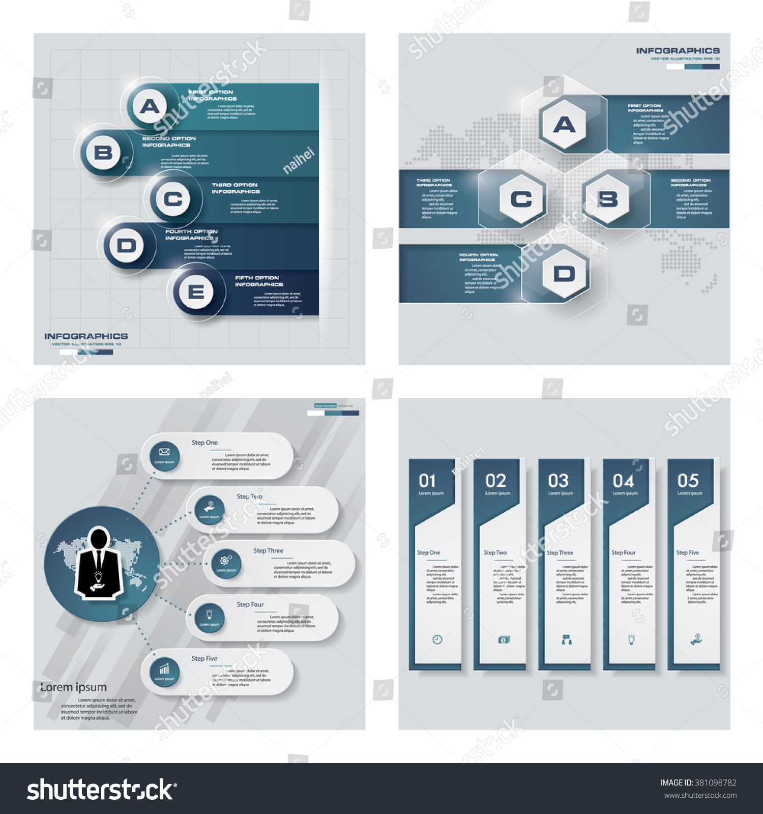 Collection 4 Blue Color Templategraphic Website Stock Vector (Royalty Collection 4 Blue Color Templategraphic Website Stock Vector (Royalty