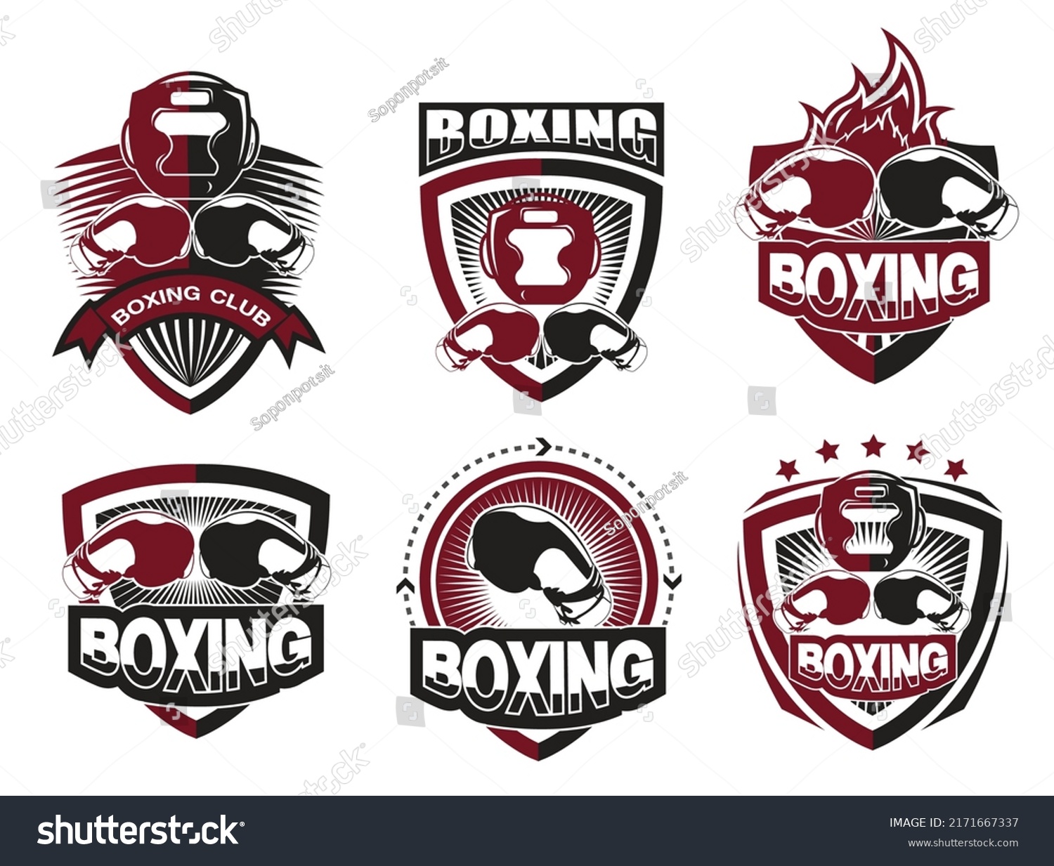 Collection Boxing Gloves Logo Set Stock Vector (Royalty Free ...