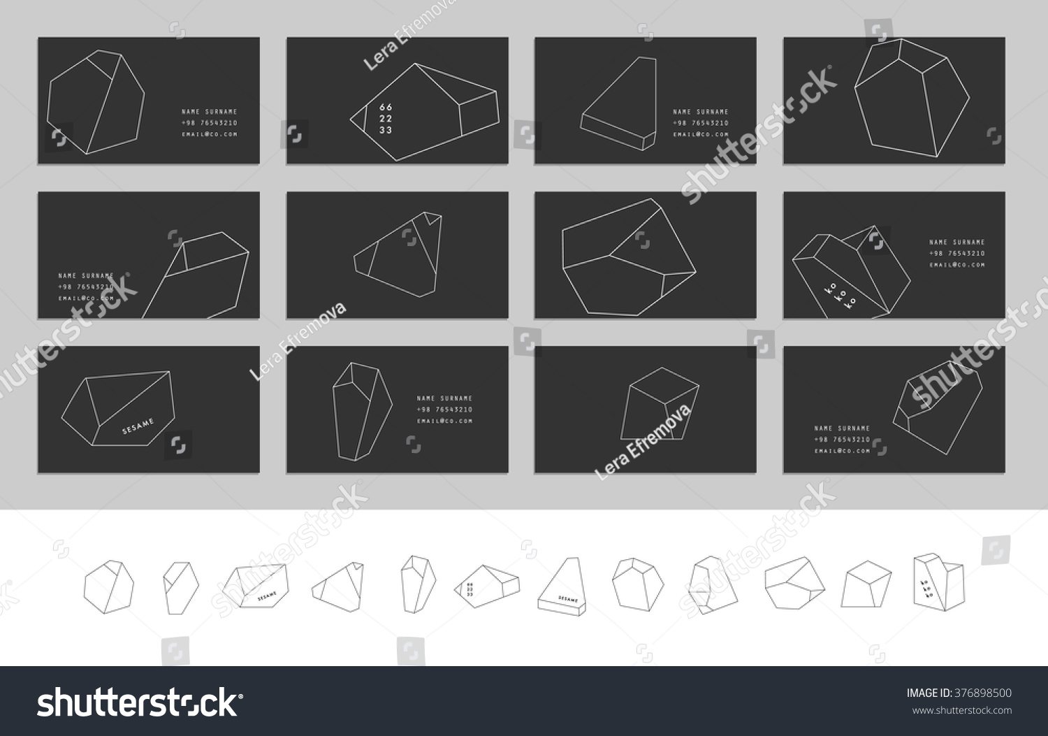 Collection Business Cards Geometric Outline Shapes Stock Vector Royalty Free