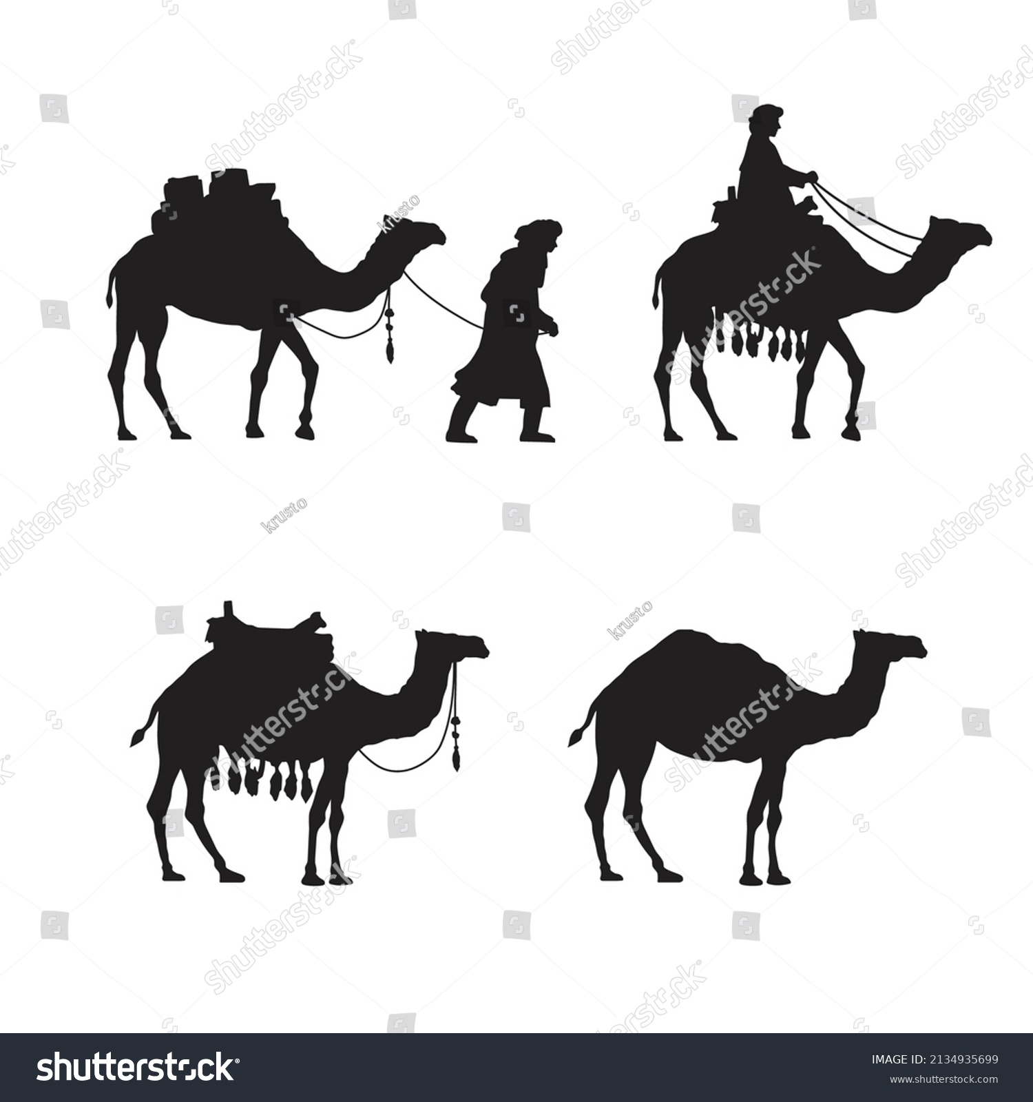 Collection Camels Silhouettes Isolated On White Stock Vector (Royalty ...