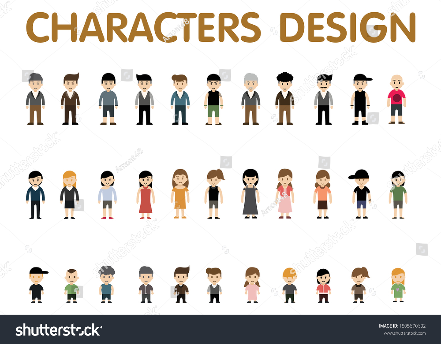 colección de diseño de caracteres con: vector de stock (libre de colección de diseño de caracteres con: vector de stock (libre de