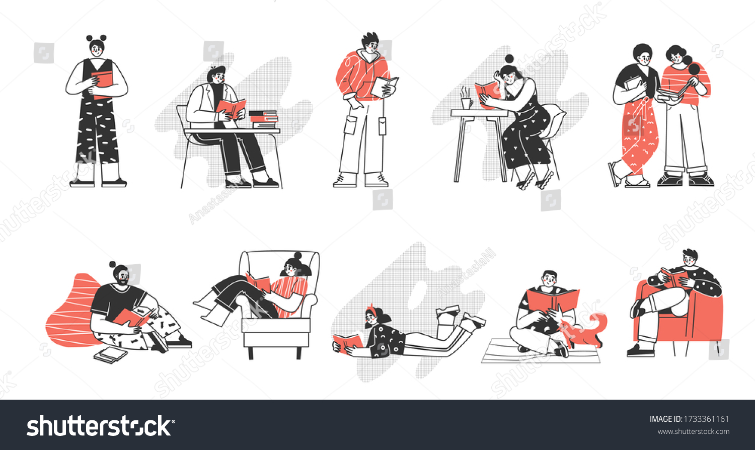 Collection Characters Reading Books Set Book Stock Vector Royalty Free Collection Characters Reading Books Set Book Stock Vector Royalty Free