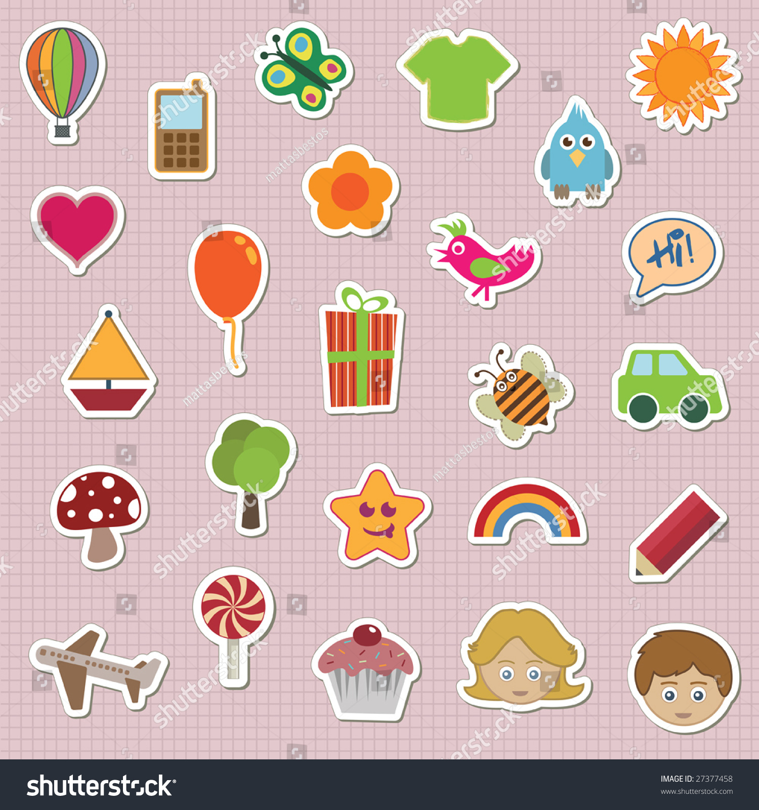 Collection Of Childrens Stickers Stock Vector Illustration 27377458 ...