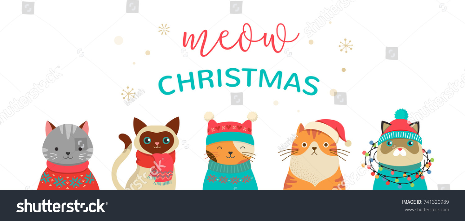 collection of christmas cats merry christmas illustrations of cute cats with accessories like a knited - Merry Christmas Cat collection of christmas cats merry christmas illustrations of cute cats with accessories like a knited - Merry Christmas Cat