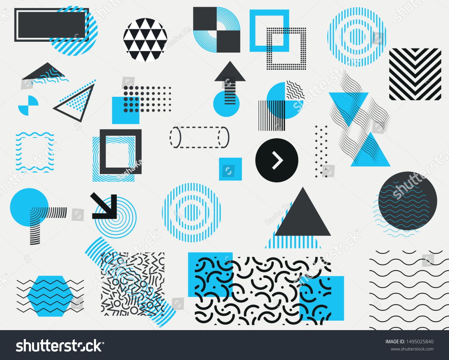 Collection Classic Memphis Design Elements Vector Stock Vector (Royalty ...