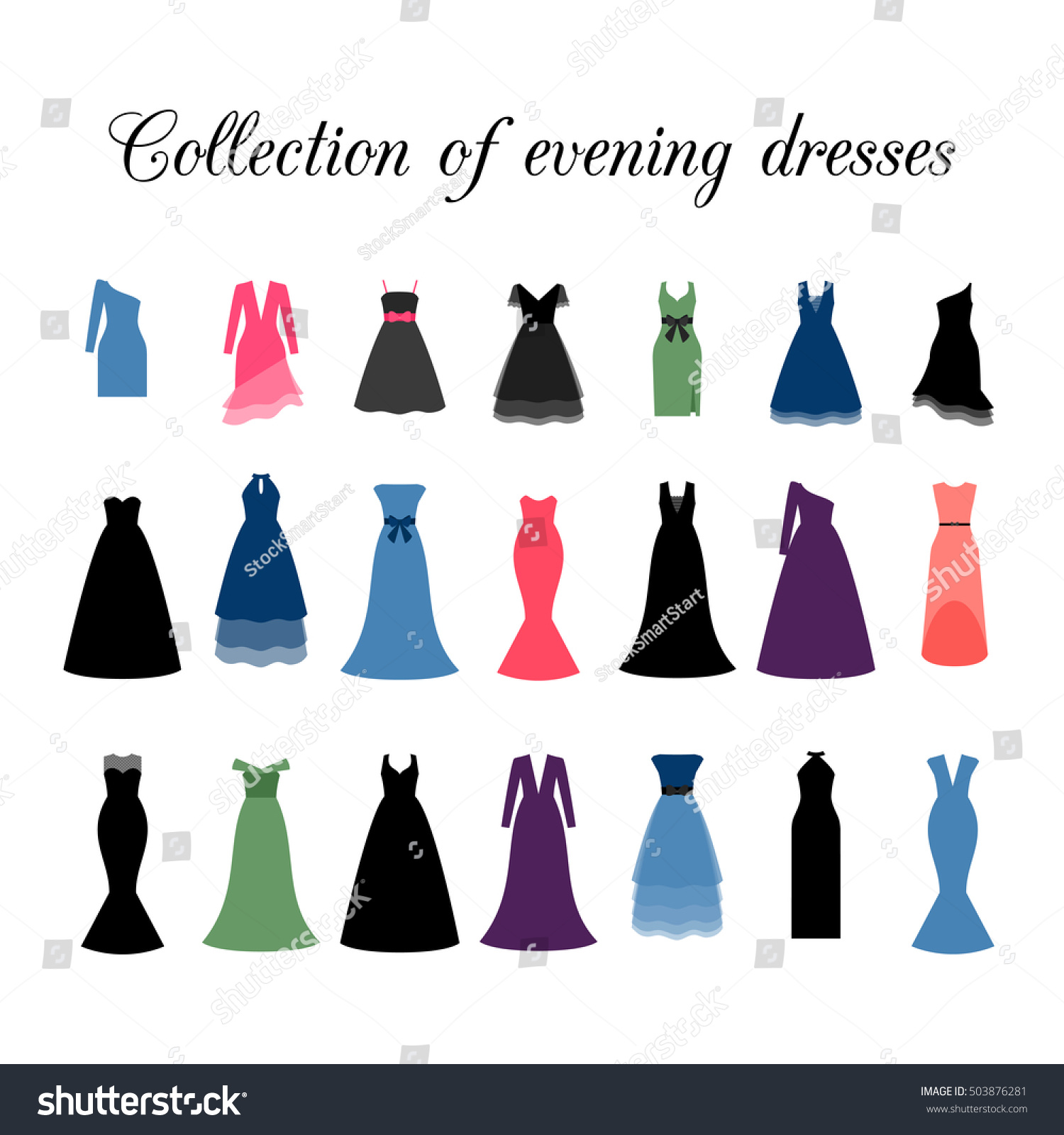 different evening dresses