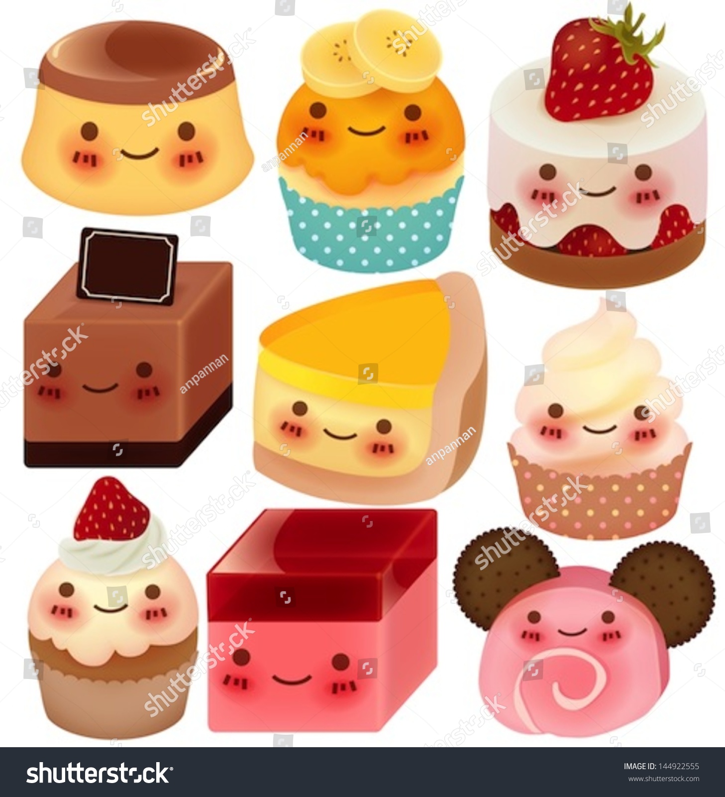 Collection Cute Dessert Vector File EPS 10 Stock Vector (Royalty Free