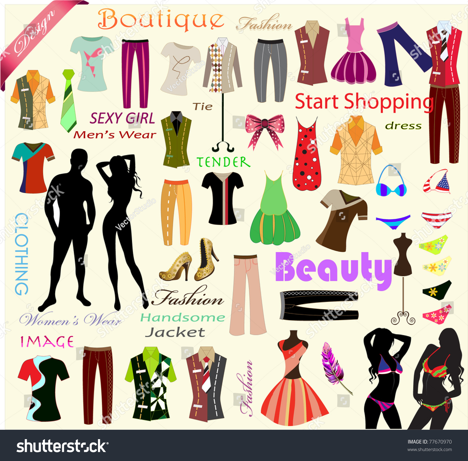 Collection Designer Fashion Clothing Scrapbooking Sweet Stock Vector ...