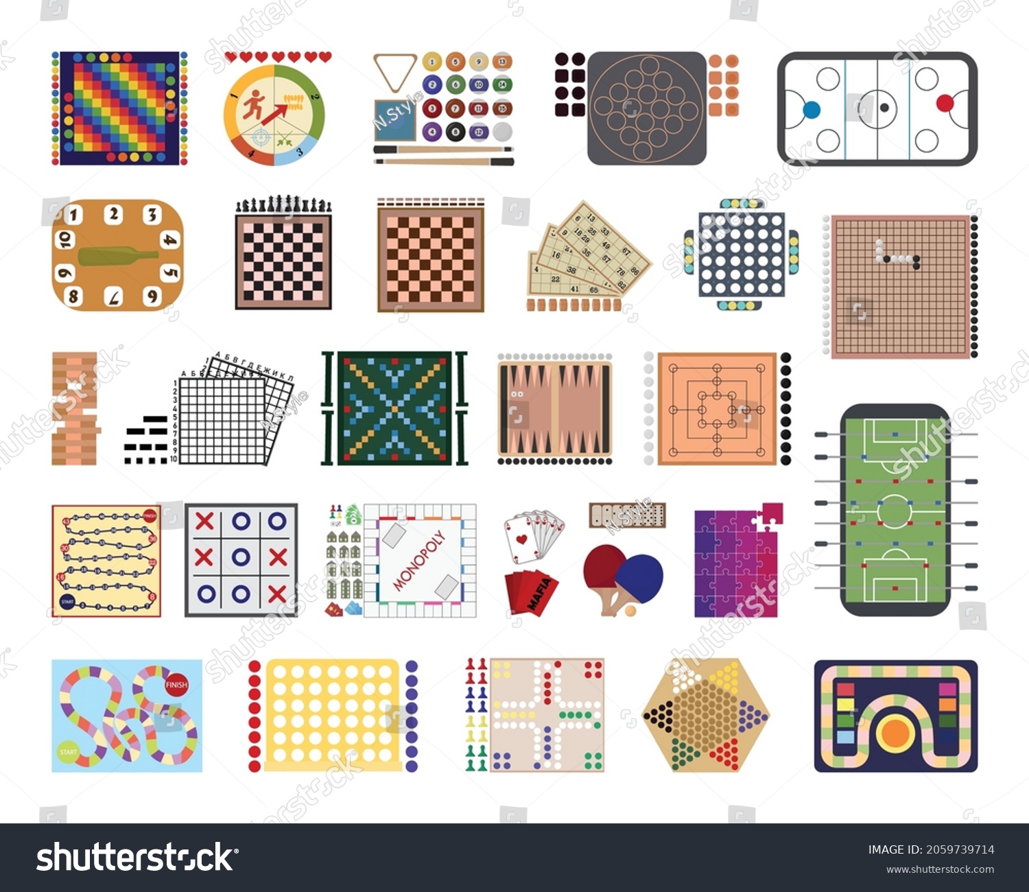 SVG of Collection of detailed board games. svg