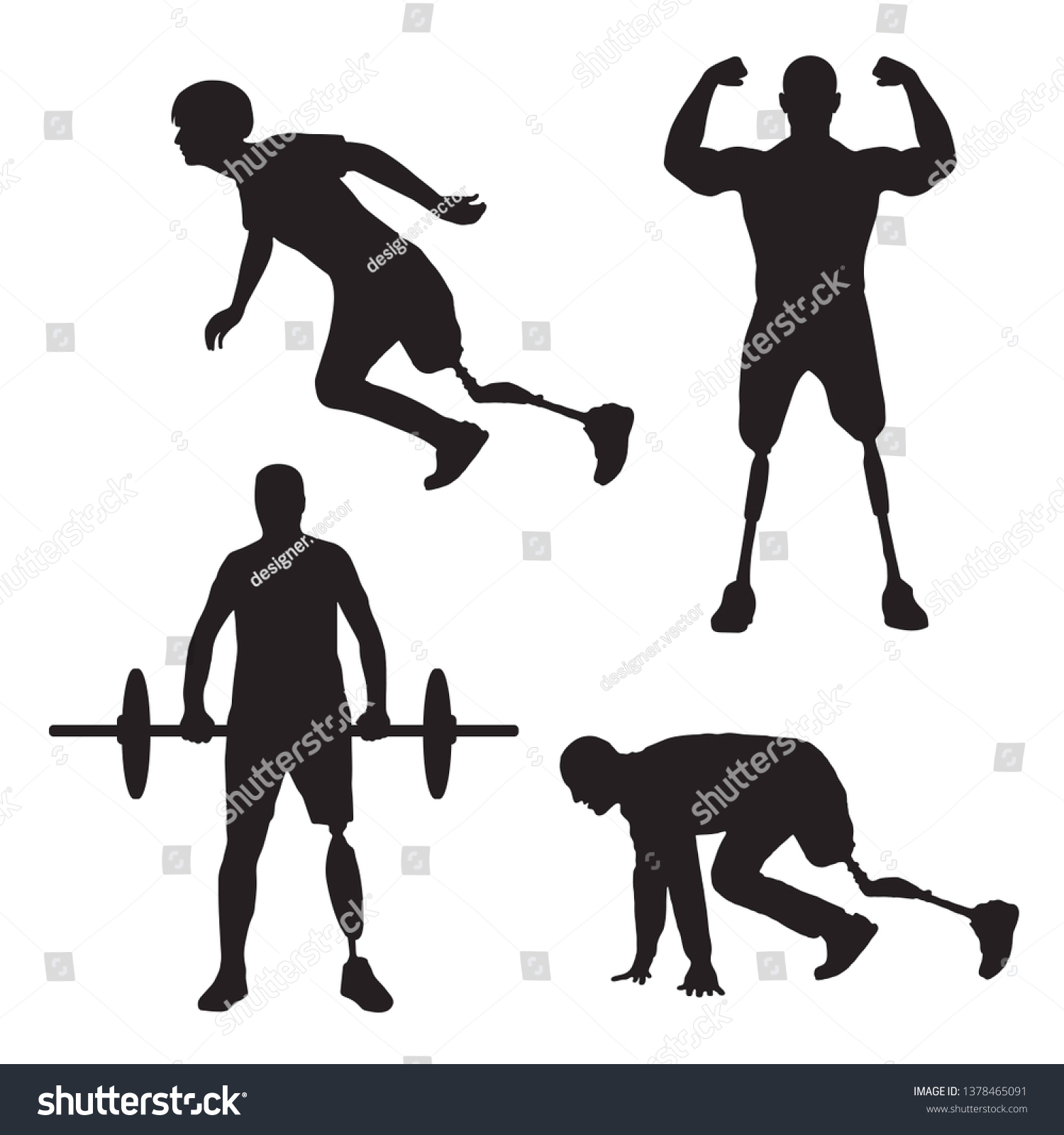 SVG of Collection of disabled sportsmen. Vector silhouette with physical disorder men svg