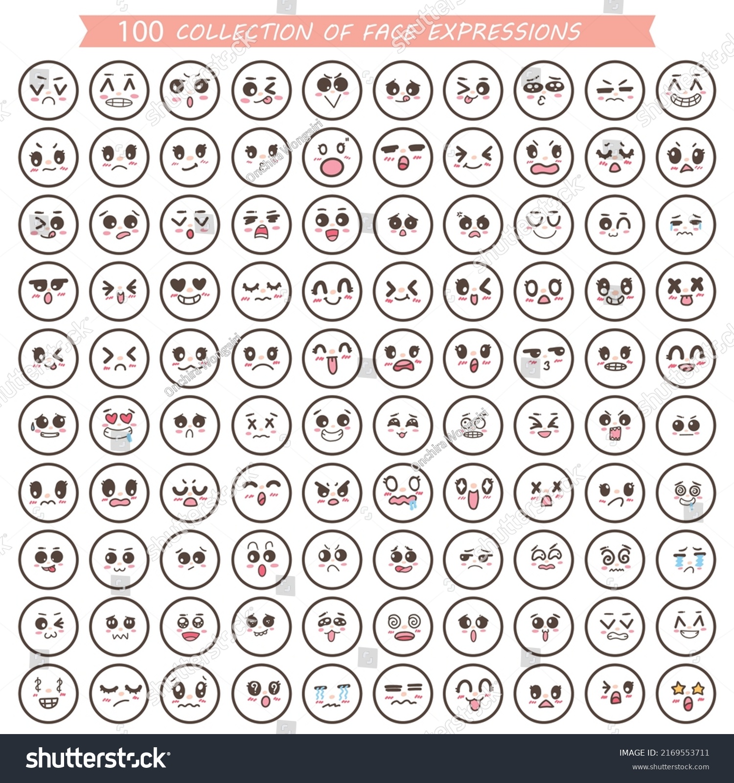 Collection Emoji Emoticons Face Expression Feelings Stock Vector ...