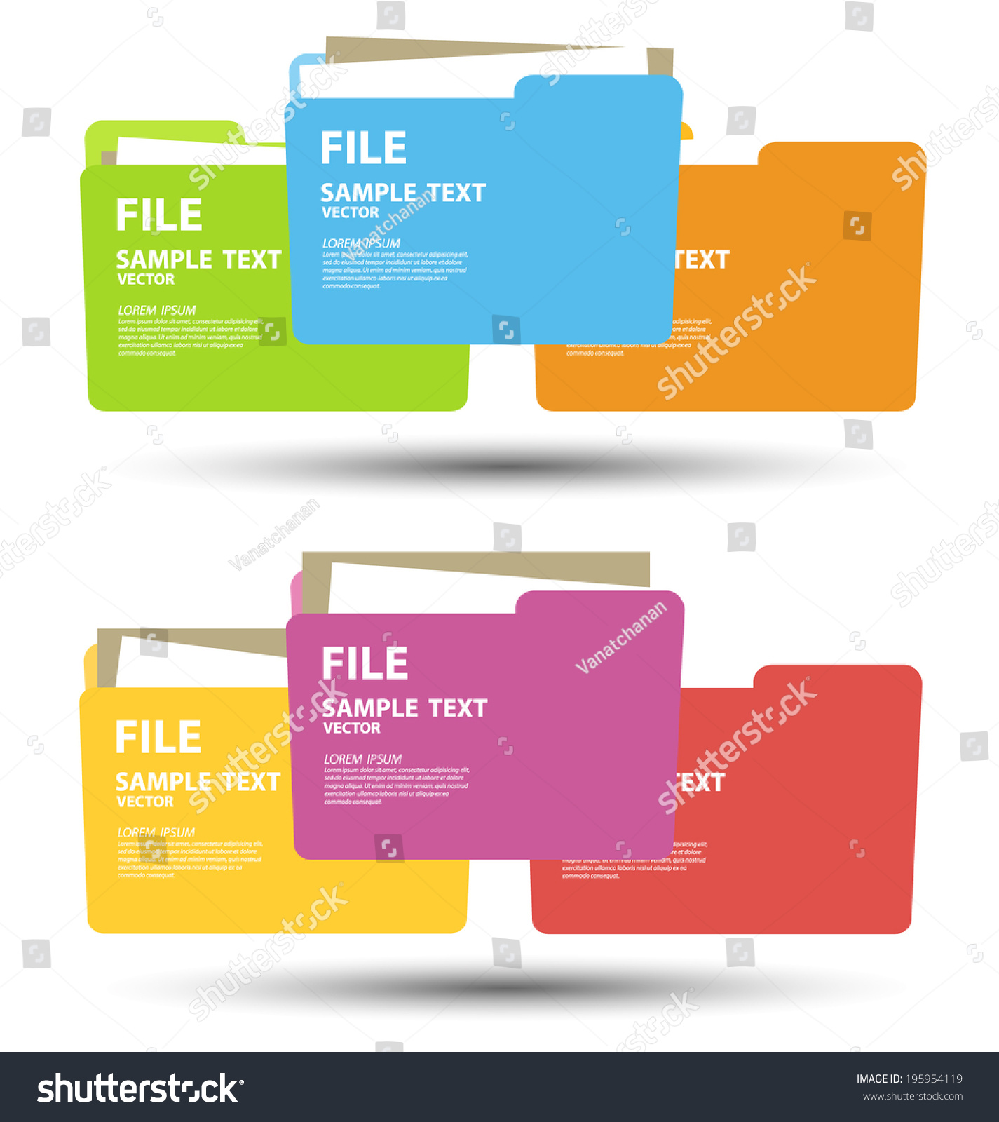 Collection File Folder Documents Vector Illustration Stock Vector Collection File Folder Documents Vector Illustration Stock Vector
