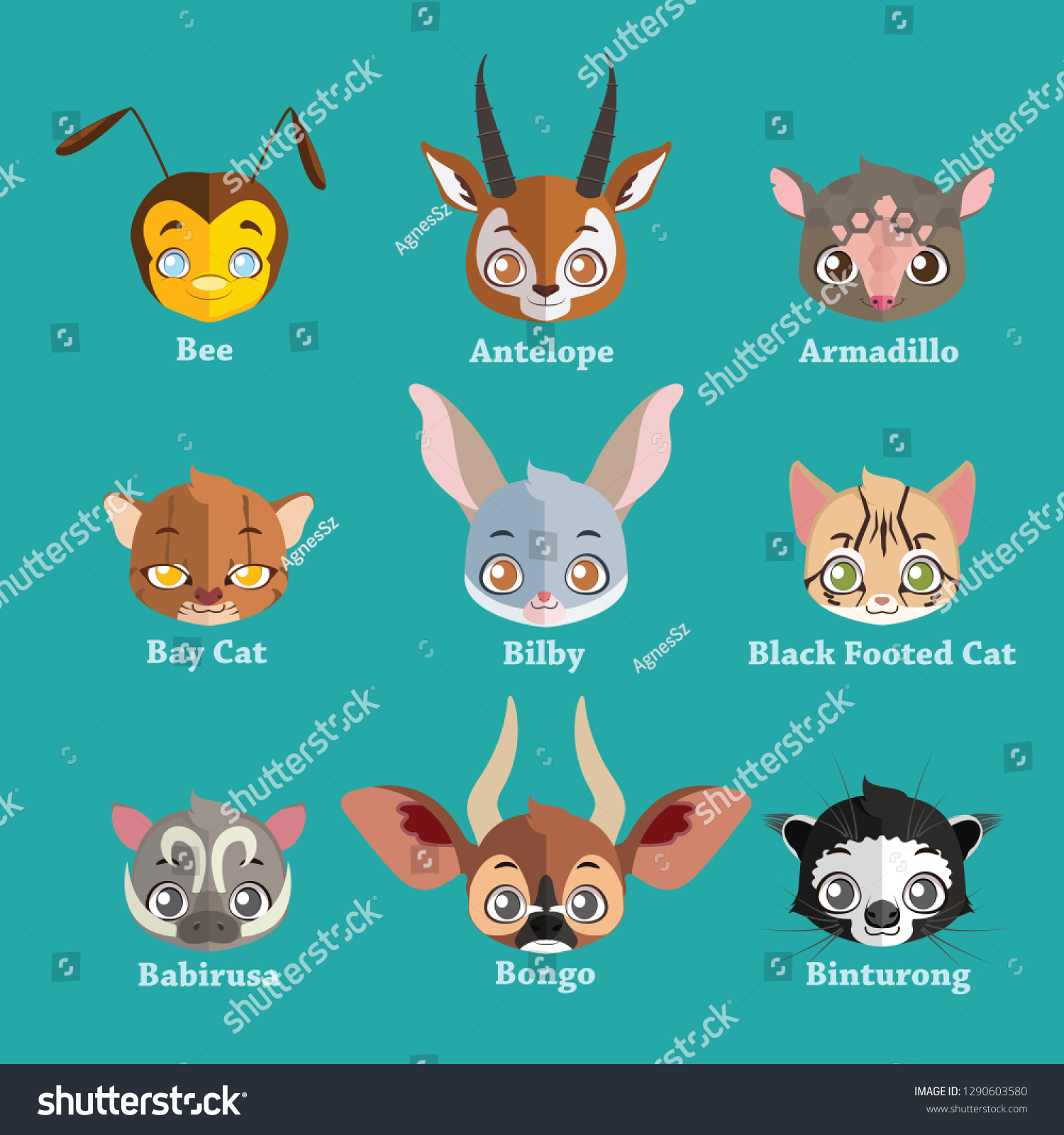 SVG of Collection of flat animal face avatars svg