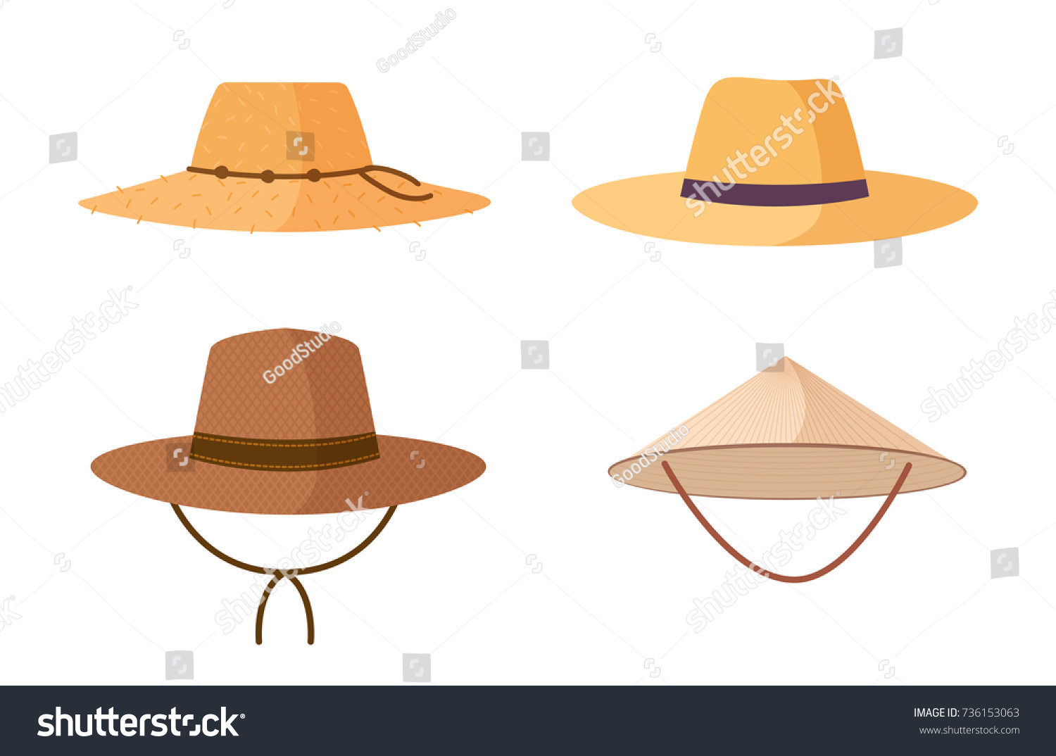 Collection Gardener Farmer Agricultural Worker Straw Stock Vector ...