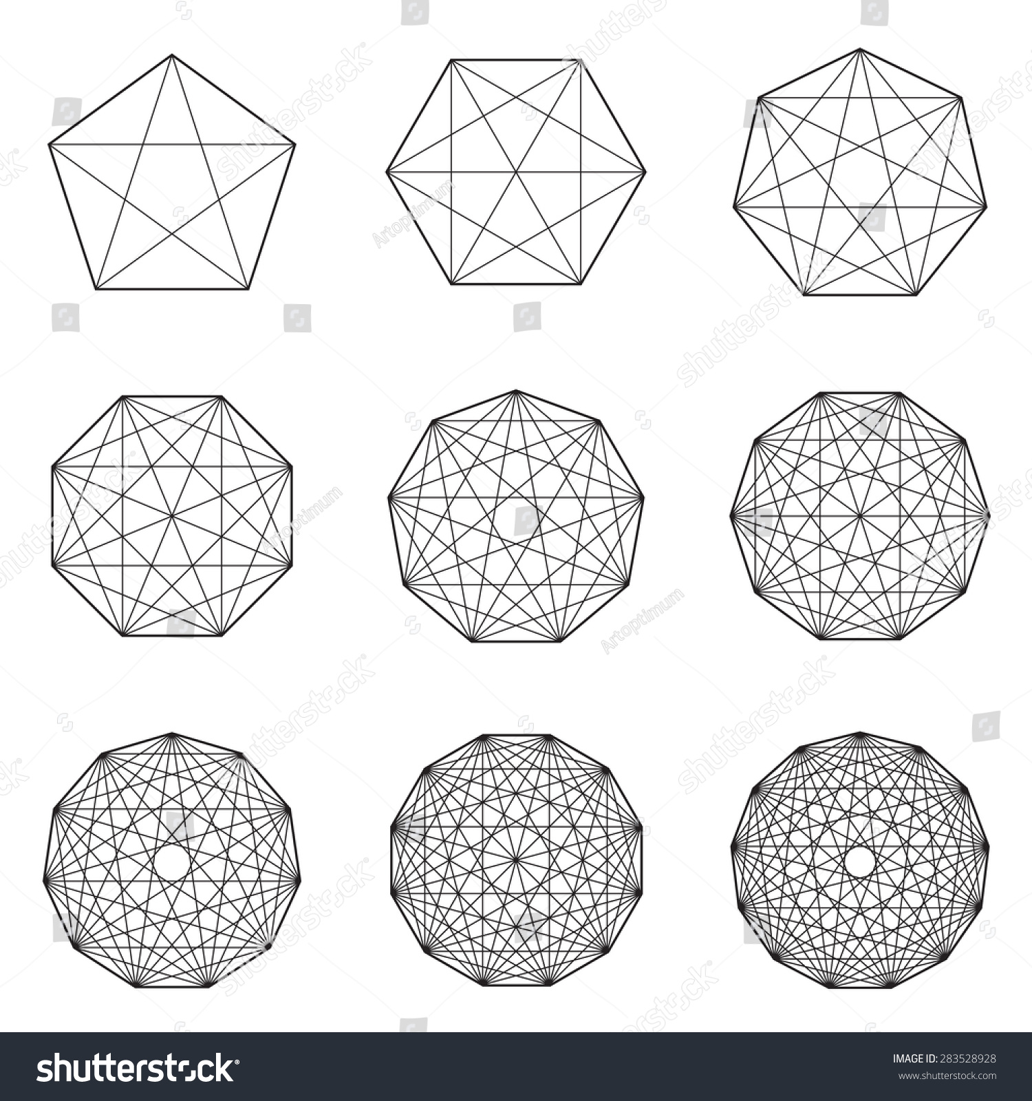 Collection Geometric Black Shapes On White Stock Vector (Royalty Free ...