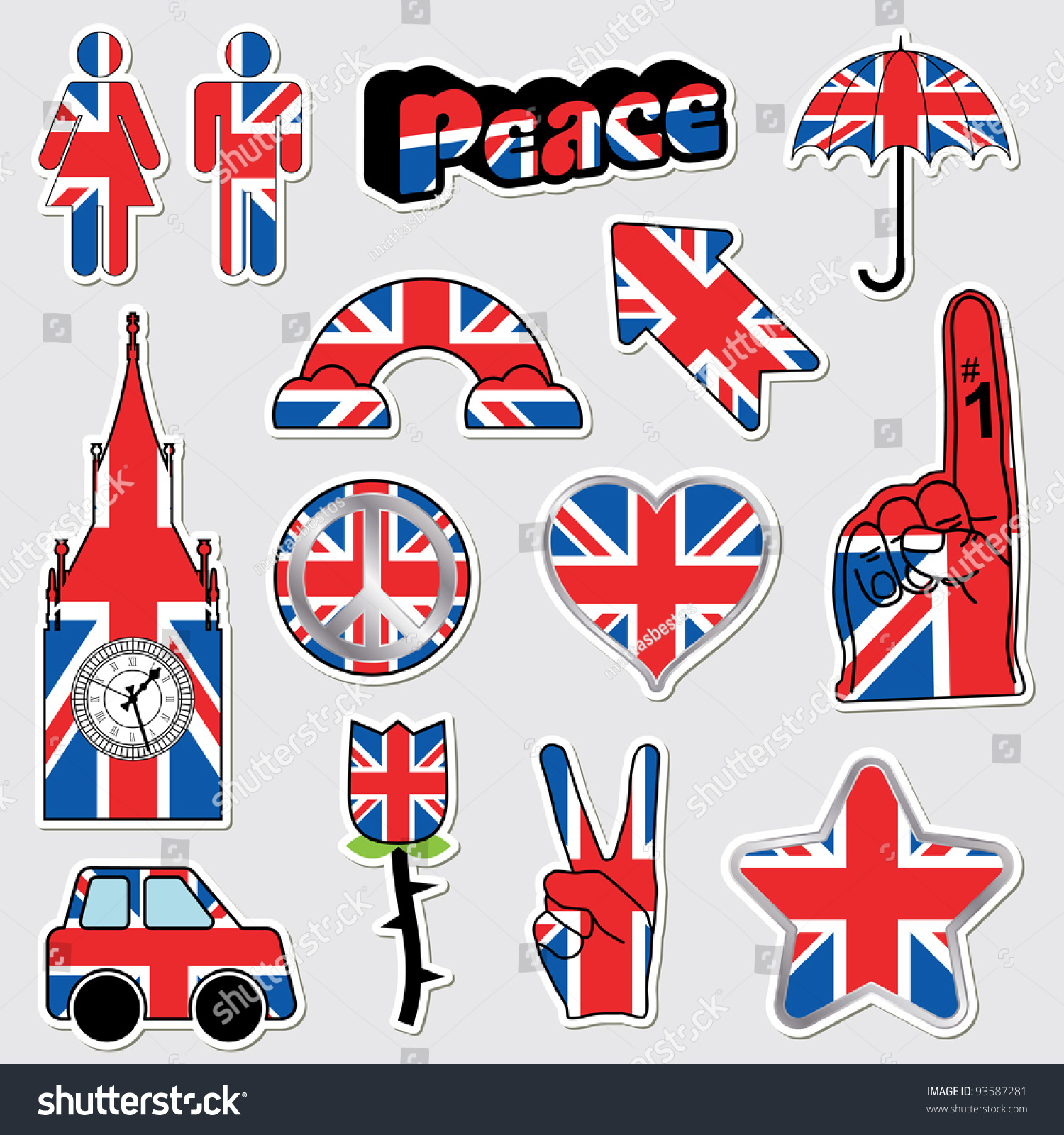 SVG of collection of great britain stickers in a union jack style svg