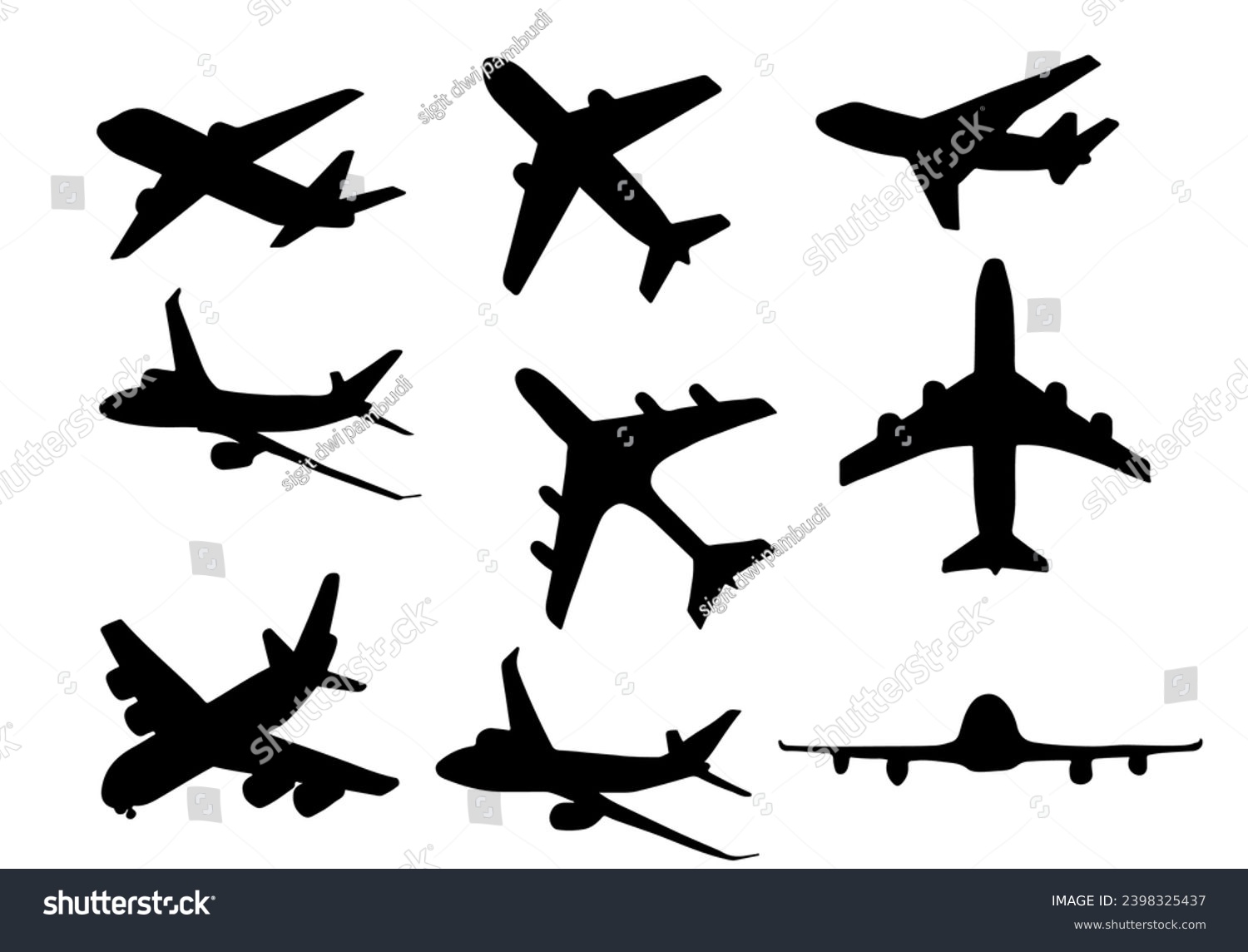 SVG of Collection of hand drawn airplane silhouettes svg