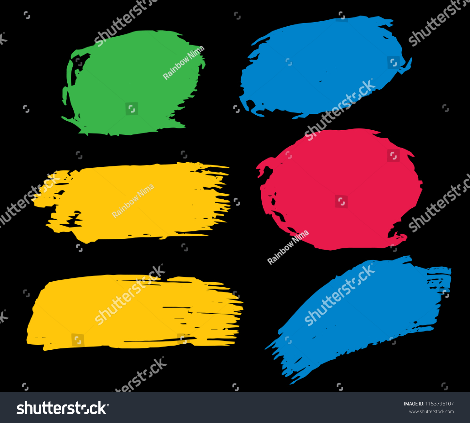 Collection Hand Drawn Colorful Grunge Brushes Stock Vector Royalty Free 1153796107 