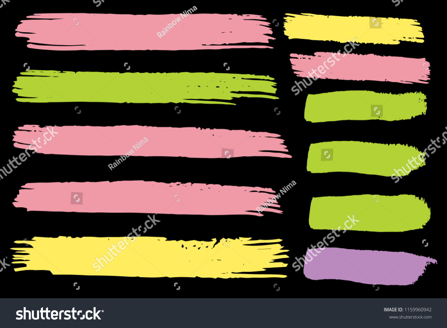 Collection Hand Drawn Colorful Grunge Brushes Stock Vector (Royalty ...