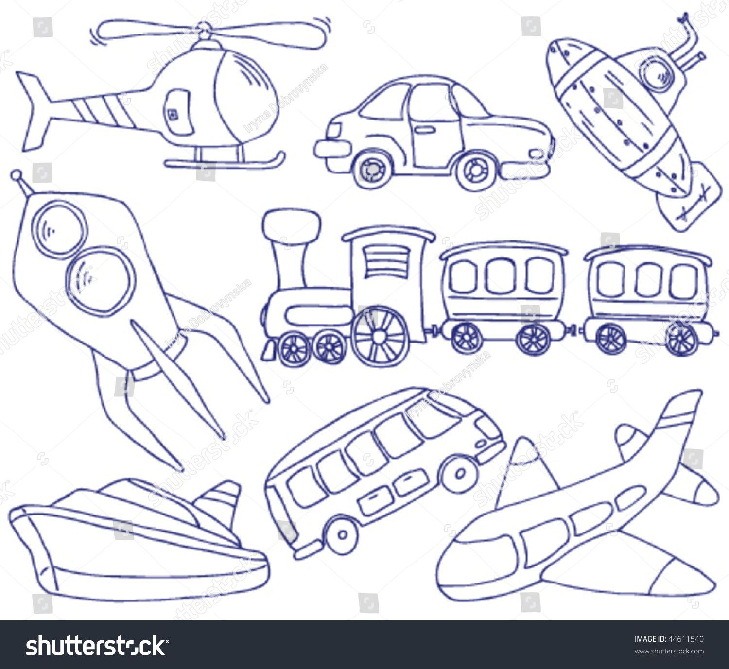 Collection Handdrawn Doodle On Transport Theme Stock Vector 44611540 ...