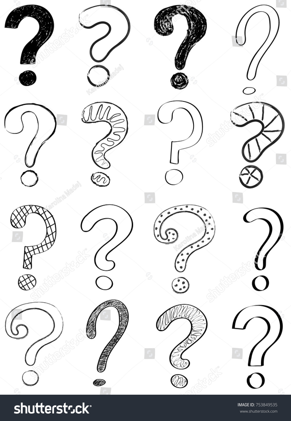 Collection Hand Drawn Questions Marks Vector Stock Vector (Royalty Free ...