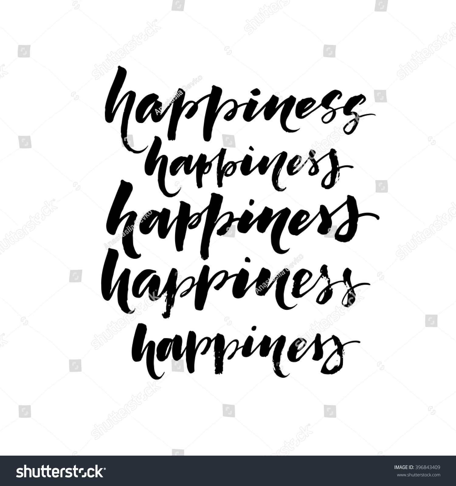 Collection Hand Drawn Words Happiness Ink Stock Vector 396843409 ...