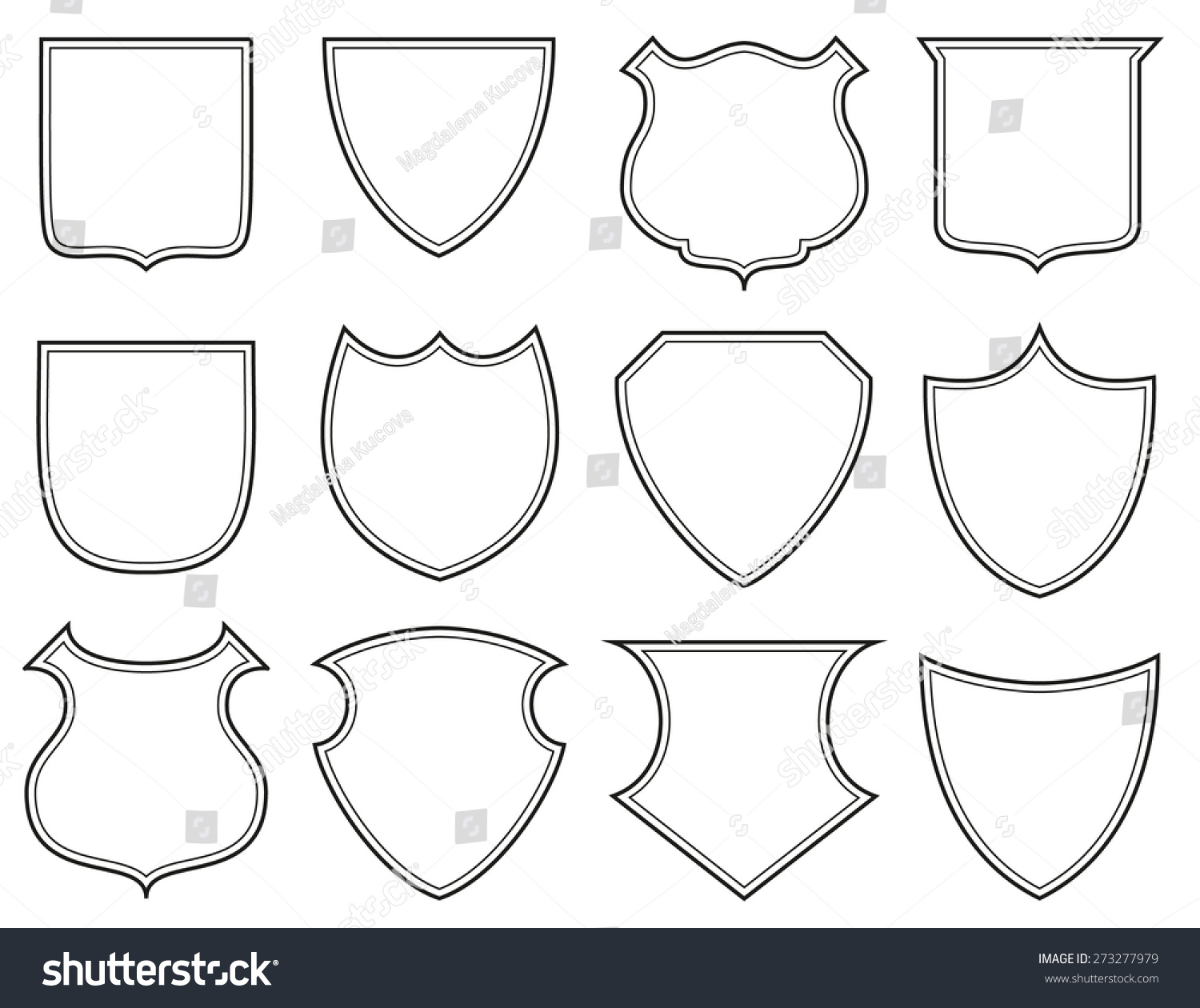 Collection Heraldic Shield Shapes Stock Vector (Royalty Free) 273277979