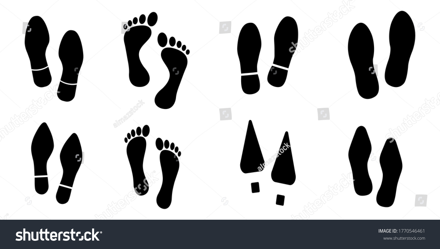 Collection Human Footprints Icon Traces Human Stock Vector (royalty 