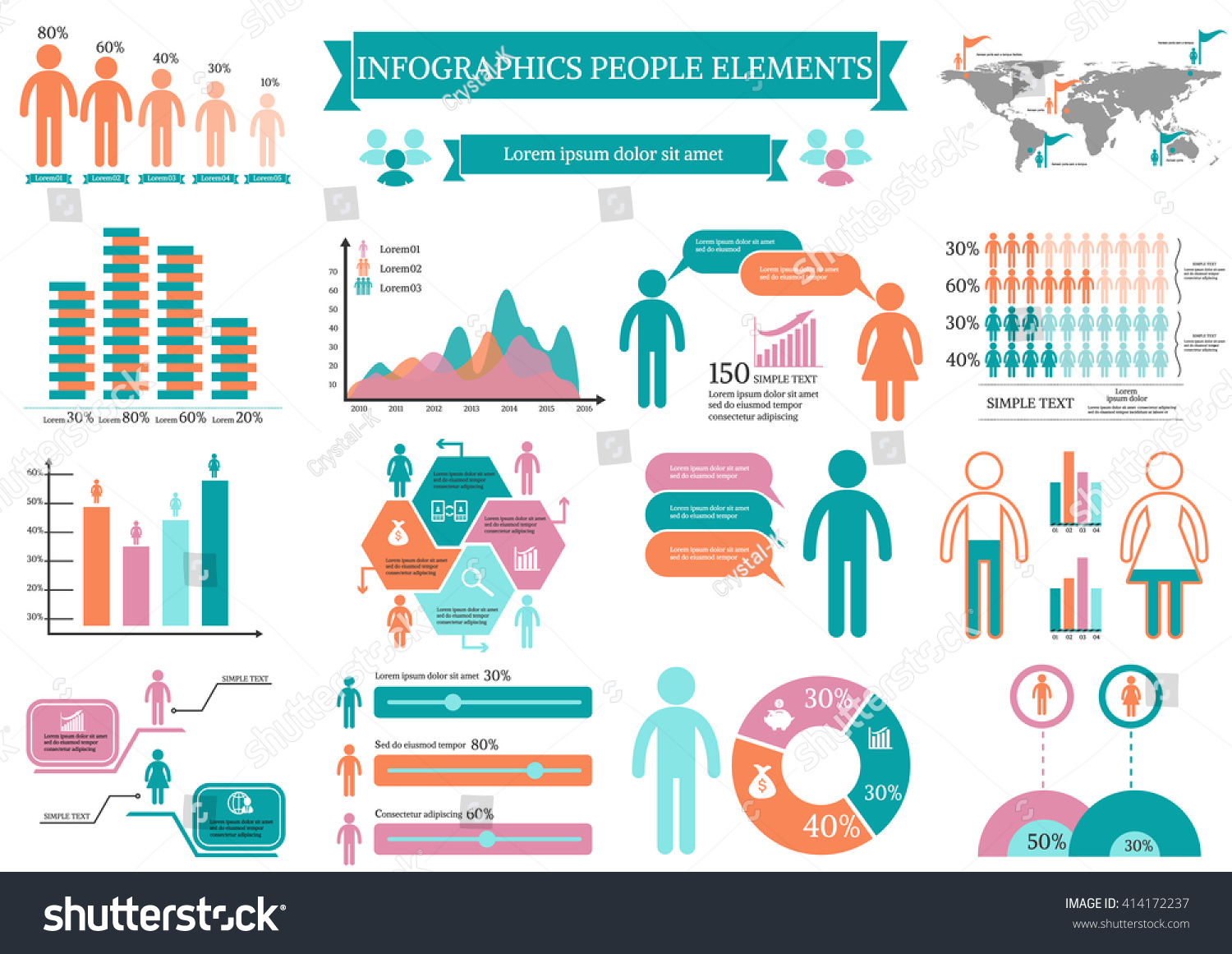 Collection Of Infographic People Elements For Business.Vector ...