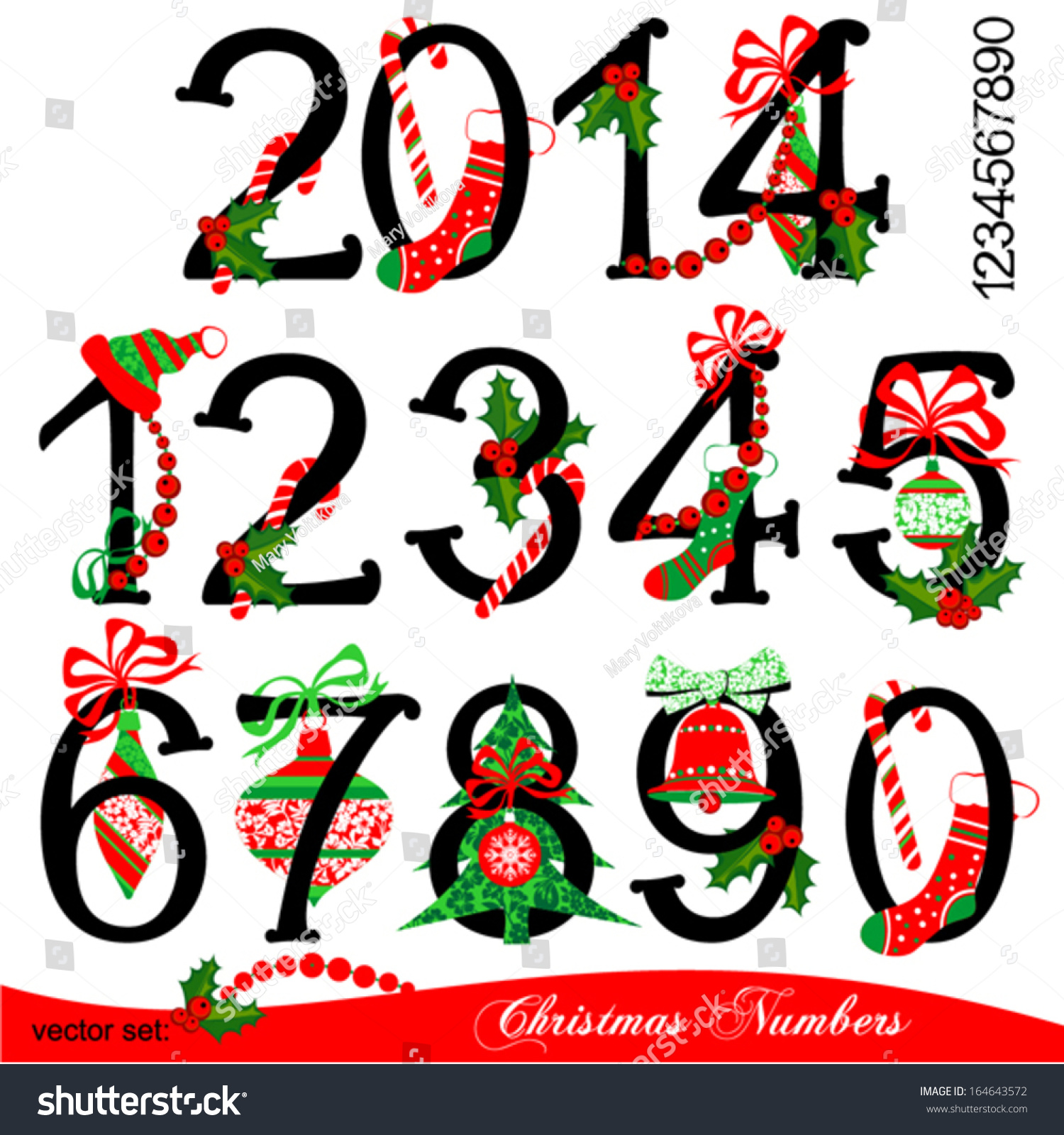 Download Collection Isolated Christmas Numbers On White Stock ...