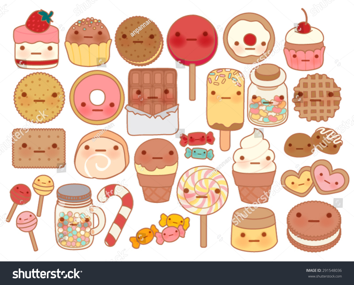 Collection Lovely Baby Sweet Dessert Doodle Stock Vector 291548036 ...