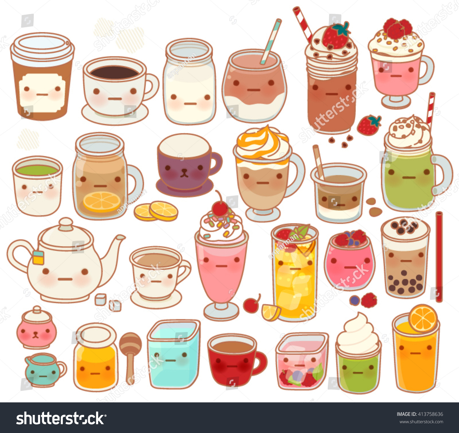 Collection Lovely Hot Cold Drink Icon Stock Vector 413758636 - Shutterstock