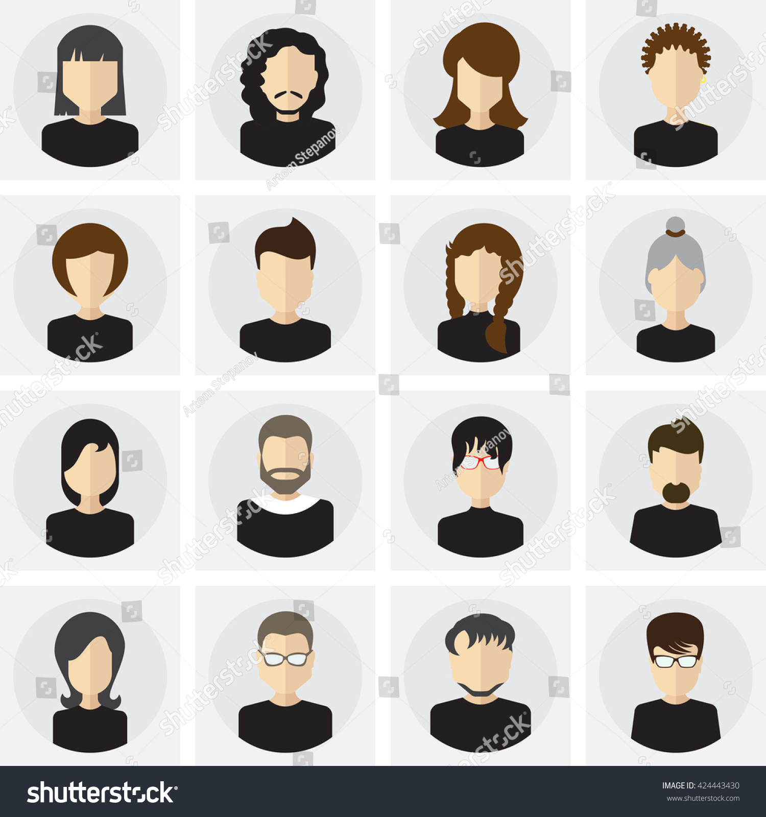 Collection Male Female Faces Avatars People: vetor stock (livre de