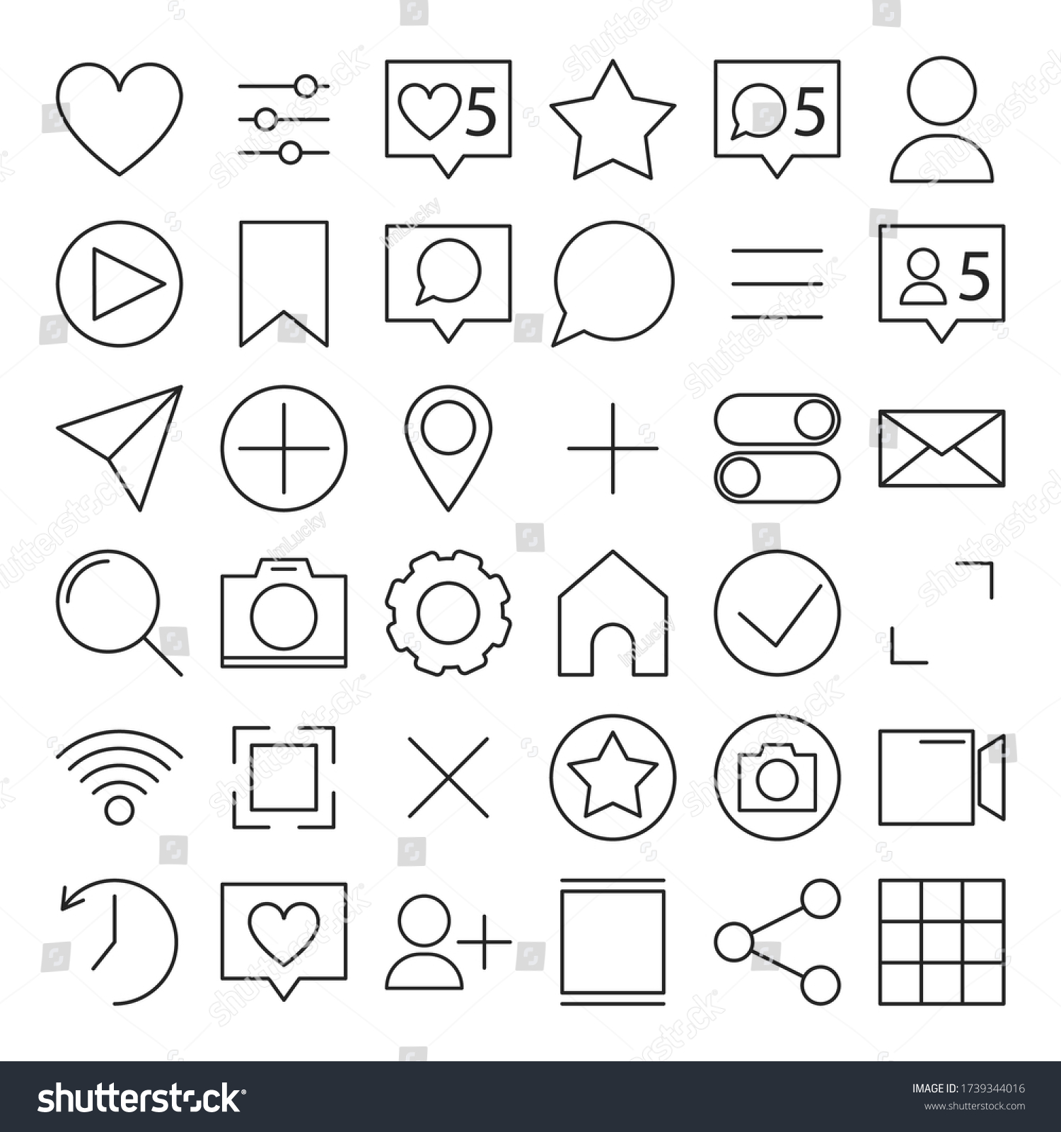 Collection Mobile Communication Icons Line Art Stock Vector (Royalty ...