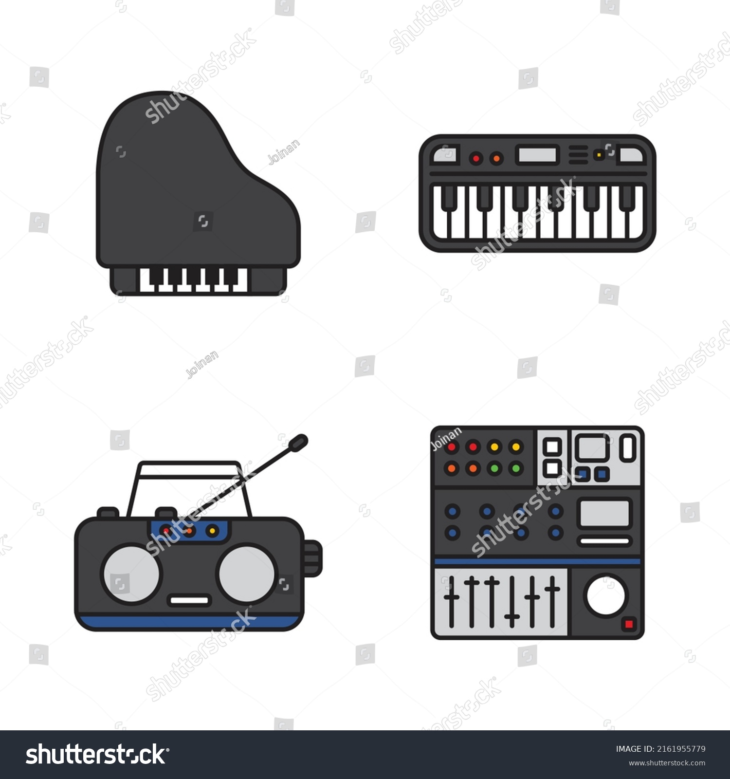 Collection Musical Instruments Vector Illustrations Stock Vector Collection Musical Instruments Vector Illustrations Stock Vector
