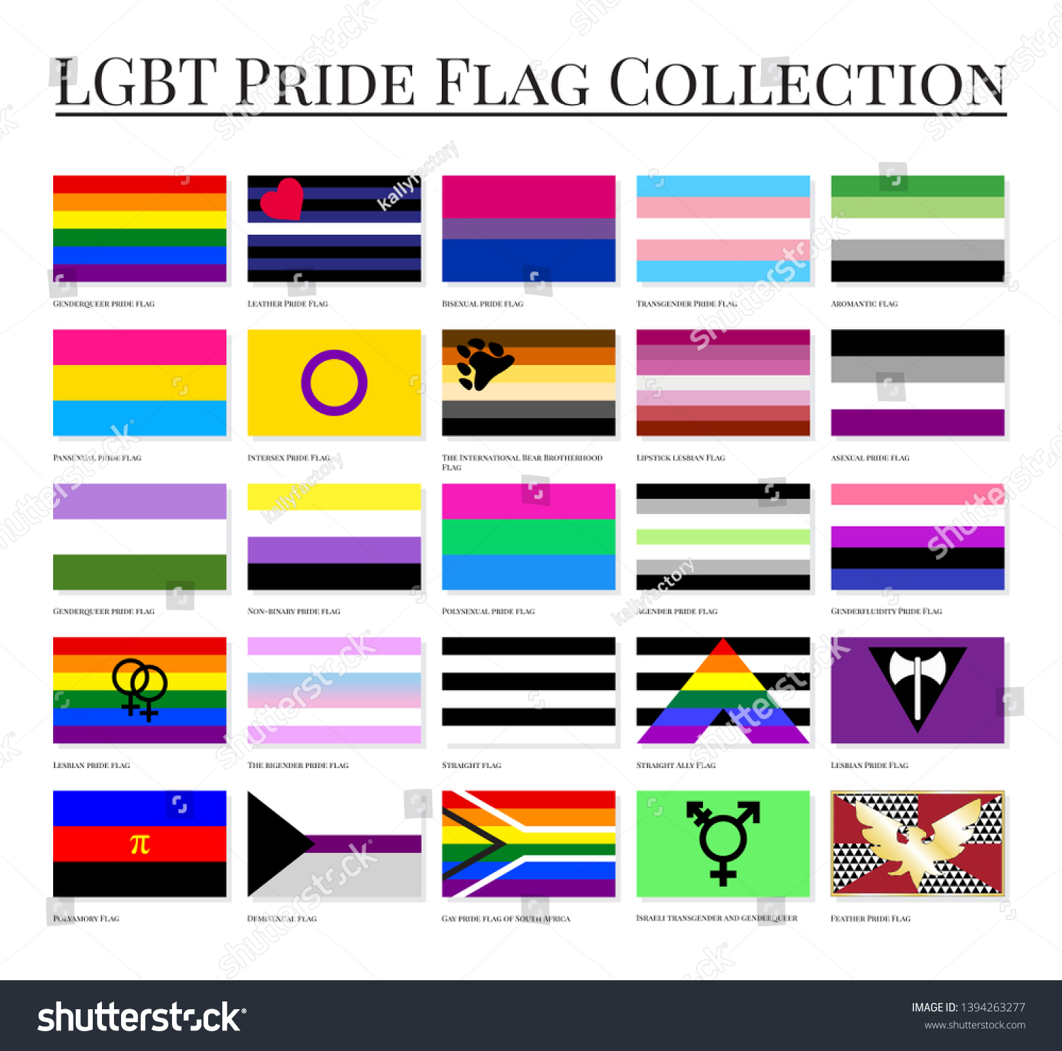 Vektor Stok Collection Official Lgbt Signs Pride Flags Tanpa Royalti 1394263277 Shutterstock 