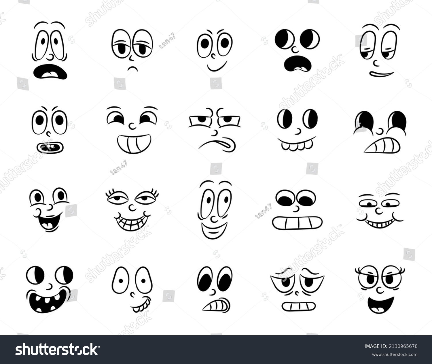 Collection Old Retro Traditional Cartoon Animation Stock Vector ...